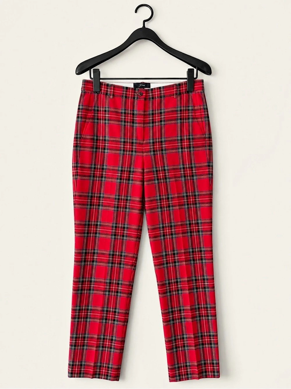J.Crew High-Rise Cameron Pant in Red Stewart Tartan Plaid Trousers Red & Black